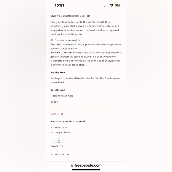 NWT FREE PEOPLE WE THE FREE Overall Smock Mini Top In Oceanic MSRP $98 - Picture 5 of 10